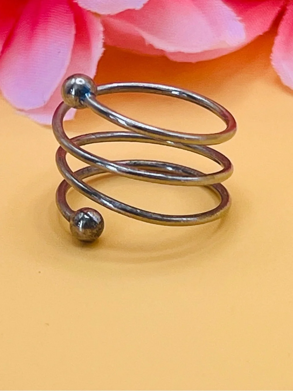 Spiral Open-Stack Ring in Silver size 6